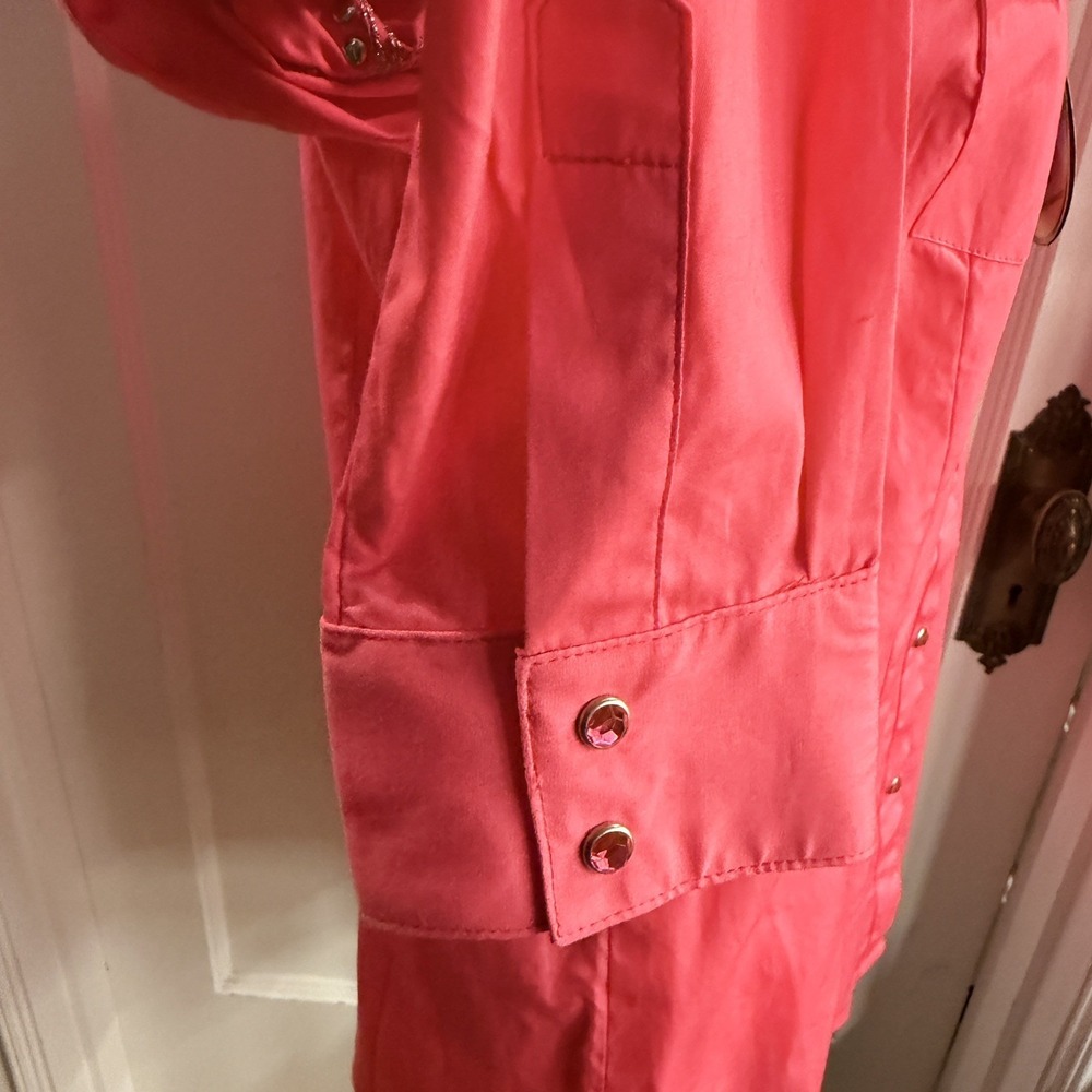 NWT Wrangler Womens M Rodeo Cowgirl Shirt Pink Rhinestones Ultimate Performance - Picture 7 of 9